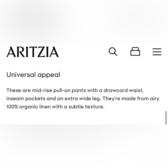 NWT Aritzia Wilfred Globe Linen Pant Relaxed wide-leg mid-rise pants Black Small - Picture 10 of 14